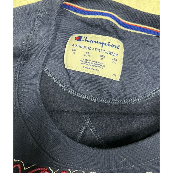 Champion Athleticwear Embroidered Spellout Navy Blue Crewneck Mens Size XL - Picture 5 of 9
